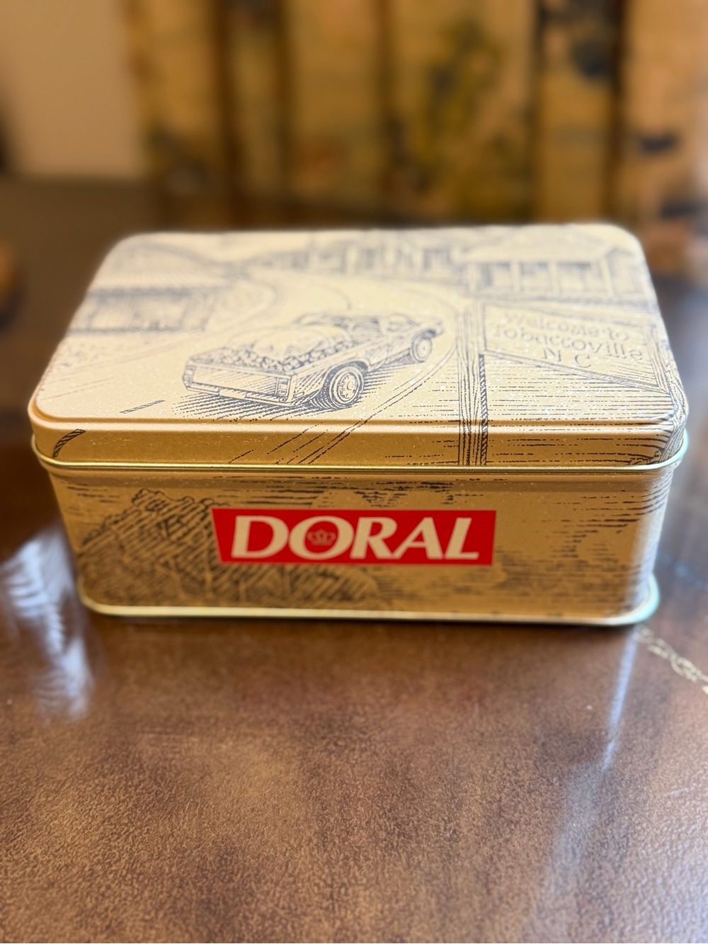 Vintage Doral Cigarettes Tobbacoville, NC Tin With Sealed Matches